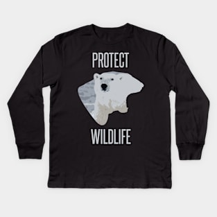 Protect wildlife - polar bear design Kids Long Sleeve T-Shirt